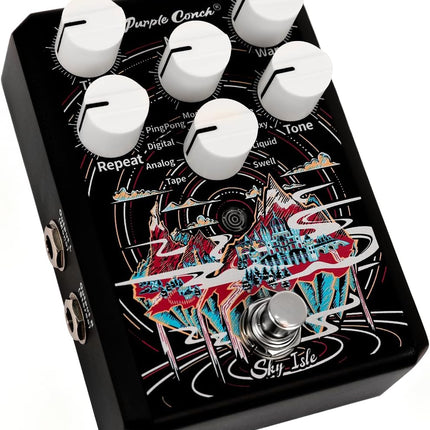 Sky Isle Delay Guitar Pedal – 9 Stereo Delay Types, Tap Tempo, True/Buffered Bypass, Creative Modes