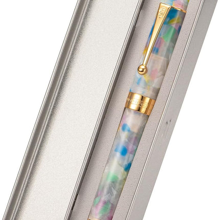 Jinhao 100 Fountain Pen Celluloid Classic Style, #6 Nib Smooth Writing Instrument with Refillable Converter and Pen Case Set
