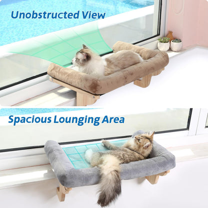 Cat Perch for Window Sill with Bolster - Orthopedic Hammock Design with Premium Hardwood & Robust Metal - photo 2