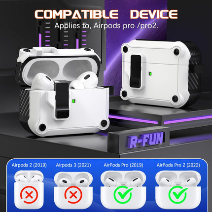 Case Cover for AirPods Pro 2 with Lock & Cleaning Kit, Keychain, Magnetic Lid, Compatible with AirPods Pro 2nd/1st Generation Protective Case, Support Wireless Charging, White