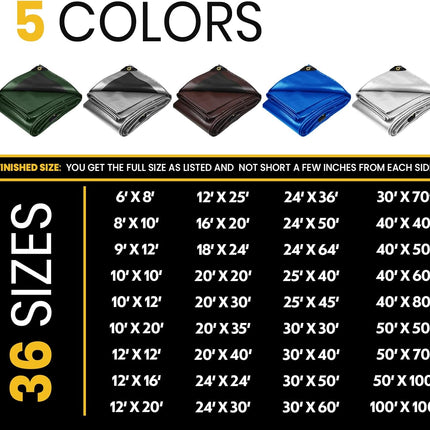 PROTARP Extra Heavy Duty 16 Mil Tarp Cover, Waterproof, UV Resistant, Rip and Tear Proof, Poly Tarpaulin with Reinforced Edges for Roof, Camping, Patio, Pool, Boat. (White 12′ X 16′)