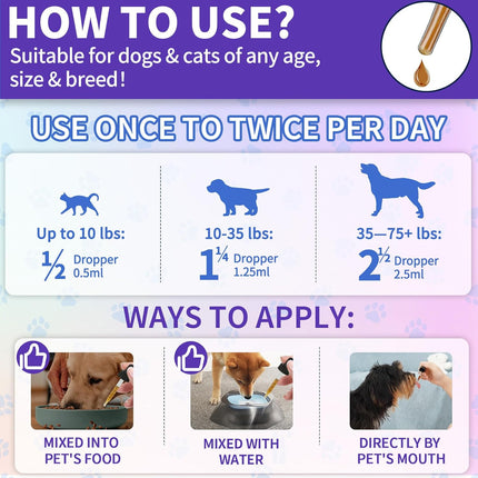 WEALLIN Flea and Tick Prevention for Cats and Dogs Natural Flea Treatment Support Drops with Multivitamin for Pets Oral Natural Supplement Flea and Tick Treatment Drops for All Breeds and Ages