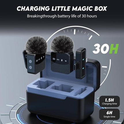 Wireless Lavalier Microphone for iPhone & Android, Auto-Pairing Noise-Reduction Clip-On Mini-Mic with Charging Case, Headphone Monitoring, Wide Compatibility for Recording & Vlogging