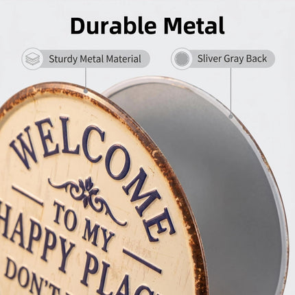 Round Metal Welcome Sign for Front Door