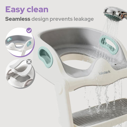 2-in-1 Toddler Potty Training Seat with Steps, Green - photo 3