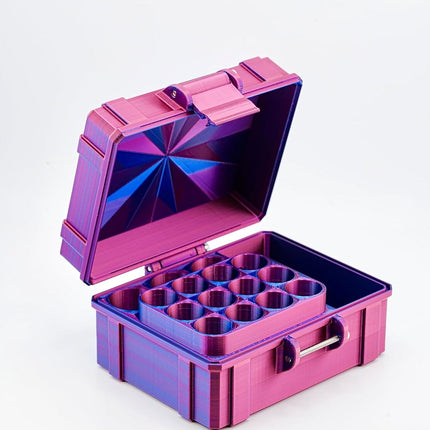 Vial Guard Storage Hard Case for 3ml, 5ml, 10ml, 30ml Vials, Secure Holder Multiple Sizes (Metalic, 12x3ml 3x10ml 1x30ml)