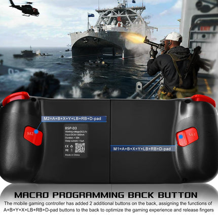 arVin Mobile Gaming Controller for Android iPhone iOS PC, Bluetooth Phone Controller for iPhone 17/16/15/iPad/Galaxy S25/S24/Tablet, Wireless Gamepad Joystick Play CODM/Genshin/Roblox-with Back Button