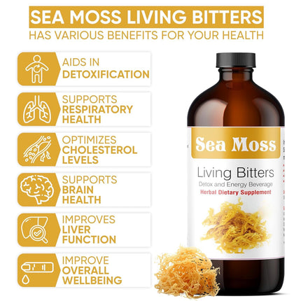 Herboganic Premium Soursop Bitters Featured with Sea Moss Living Bitters | Promotes overall health |16 Oz each