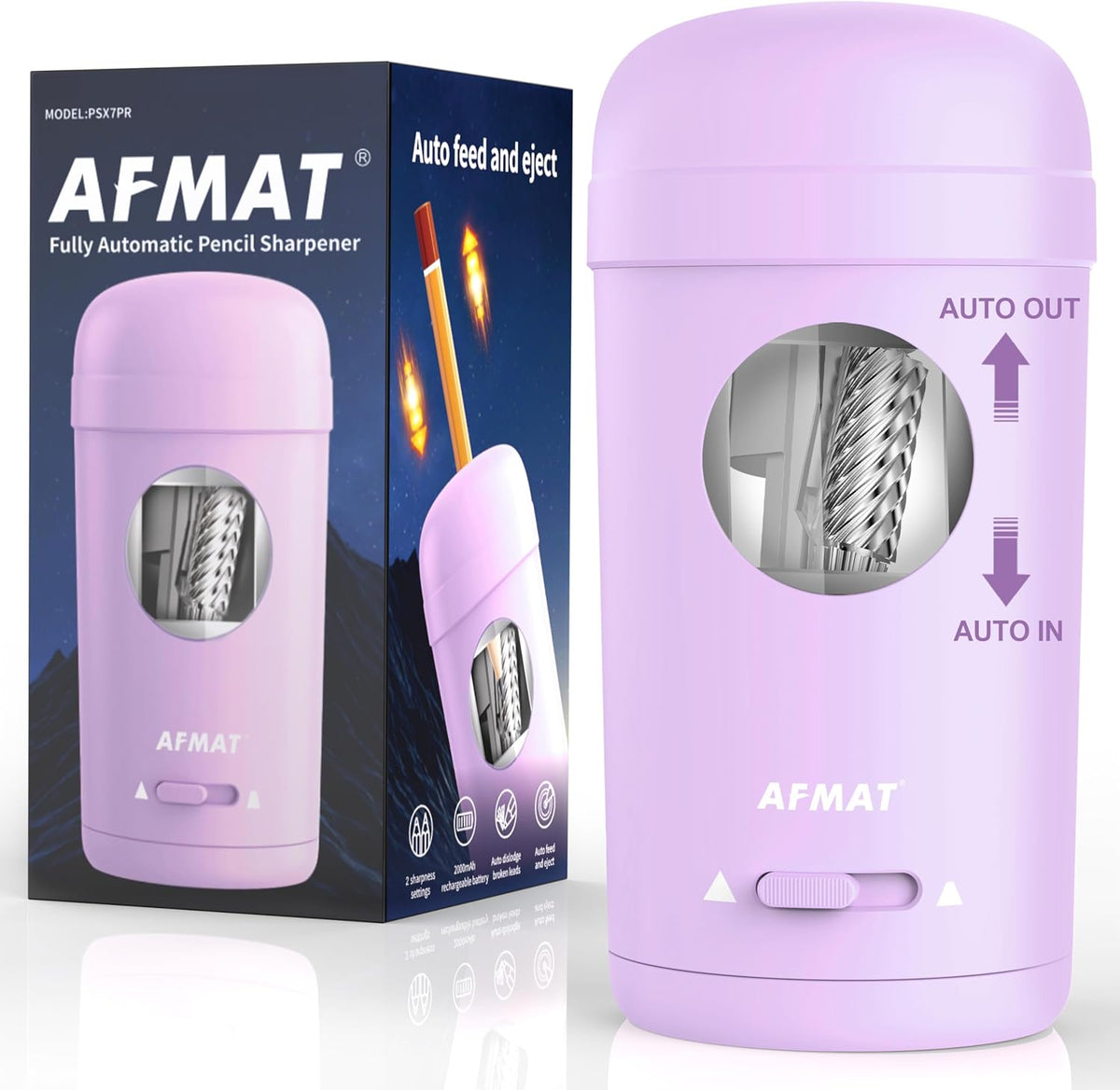 Purple Fully Automatic Electric Pencil Sharpener for 7-8mm Pencils