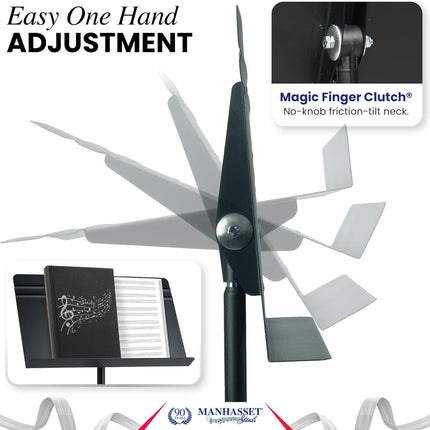 Manhasset Music Stand for Sheet Music - 48 Symphony Model - Long Lasting, Durable Manhasset Stand - Adjustable Height - 26" to 48" - Made in the USA