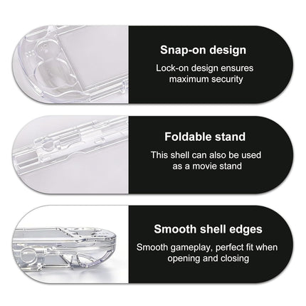 Clear Crystal Hard Shell Case Set for Vita 1000 PCH-1000 Game Console, Clear Protective Case with Tempered Glass Protective Films & Joystick Caps for Retro Game Enthusiasts