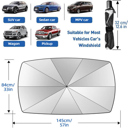 2026 Windshield Sun Shade Umbrella, Foldable Car Sunshade, 99% UV Block