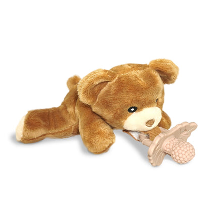 Sloth RaZbuddy w/RaZberry Teething Relief Pacifier – Soothes Sore Gums w/Nature-Inspired Texture, 100% BPA-Free Silicone Teether, Detachable Stuffed Animal – 3 Months+ Teether, Tan