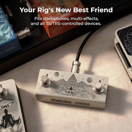 Animus Dual Momentary Footswitch Controller for Guitar Pedals, 1×TRS&2×TS Outputs to Control Up to 3 Pedals, Passive TRS A/B Mapping Switch, Includes TRS Cable(Animus Khaki)