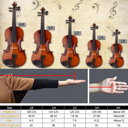 1/8 Size Beginner Violin — Complete Kit with Case, Bow & Ros - image 5