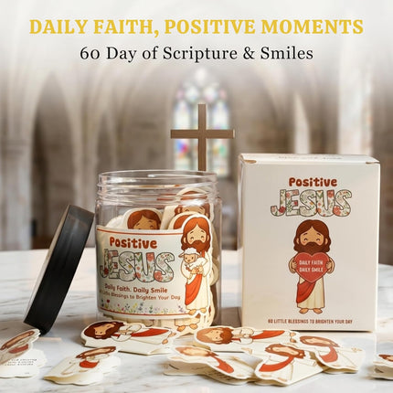 Positive Jesus Jar — 60 Emotional Support Jesus Cards with Bible Verse and Affirmation, Scripture Encouragement for Teen Girls Women, Christian Mothers Day Gift