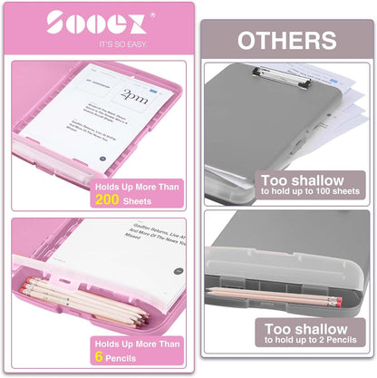 Clipboard with Storage, Clip Board 8.5 x 11 with Pen Holder, Plastic Organization Case Box for Letter - photo 3