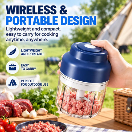 Electric Garlic Chopper Mini, 320ml Rechargeable Cordless Mini Food Chopper
