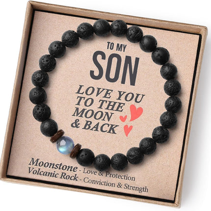 THEMEROL Handmade Gifts for Boys/Men-Love/Strength-Natural Gemstone Bracelet for Son Grandson Dad Boyfriend Husband Brother Nephew Uncle