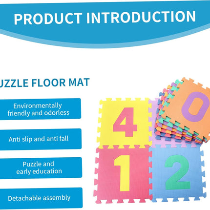 Interlocking Foam Tiles, Kids Foam Play Mat 11.8" Square Numbers Floor Puzzle EVA Numbers Floor Mat 10Pcs Number Tiles for Newborns, Toddlers, Kids..