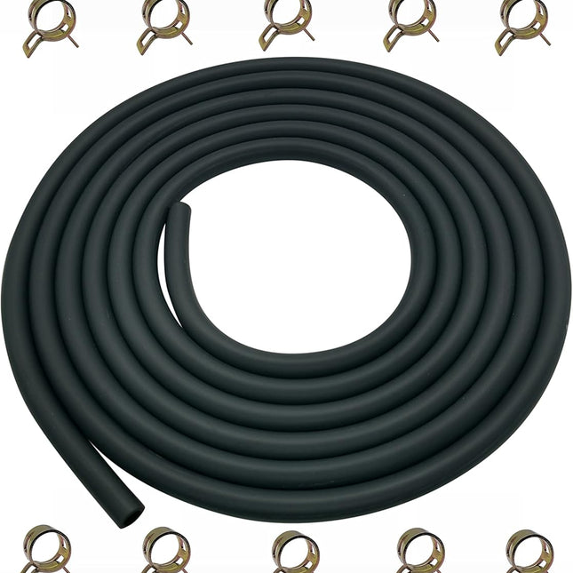 10 Feet 1/4 Inch ID Fuel Line Hose for Kawasaki Kohler Briggs & Stratton Small Gas Diesel Powersports Engines and Generators w/ 20 Clamp Rubber Black