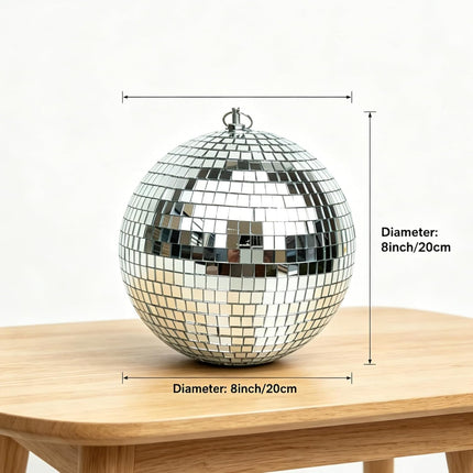 2pack 8inch Disco Ball Small Mirror Balls Hanging Disco Balls for Party Decorations, Weddings, Events, (8inch Disco Ball x 2pcs, Replacement Mirror x 15pcs)