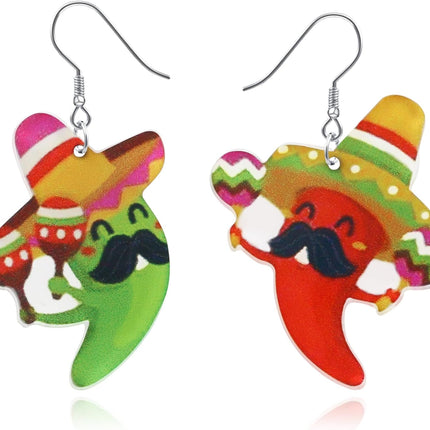 DAYANEY Cinco De Mayo Earrings For Women, Acrylic Dangle Earrings As Fiesta Party Accessories Cute Earrings As Mexican Gifts For Girls Fiesta Earrings As Mexico Holiday Jewelry