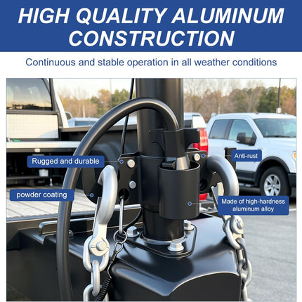 Aluminum Trailer Chain Holder, Trailer Towing Chain Organizer with 7 Way Plug Holder Cover, Heavy Duty Anti-Rust Cable Wire Harness Holder RV Tongue Jack Towing Accessories