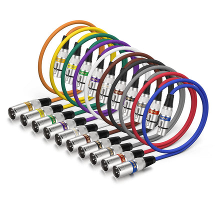 XLR Cable 15ft 4 Pack - 3 Pin Balanced Male to Female Mic Cable