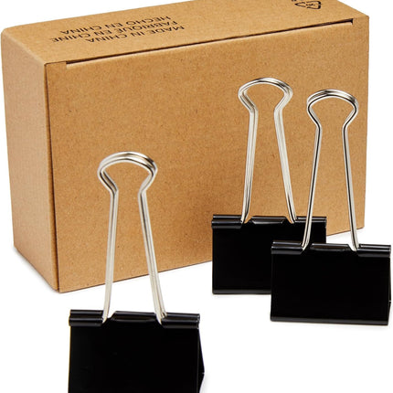 Amazon Basics Sturdy Binder Clips, Office Supplies, Small 0.75 in, Document Organizing, School Supplies, Black, 144 Count