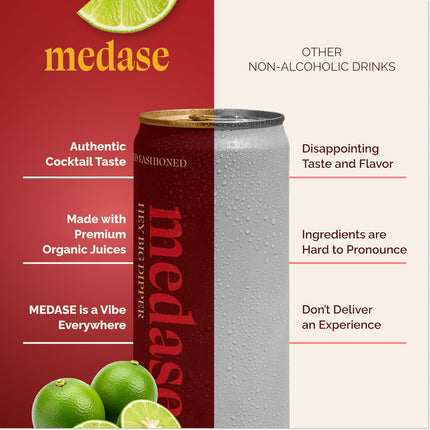 MEDASE Old Fashioned "Hey Big Dipper" Non-Alcoholic Mocktail (12oz 4 Pack) Authentic Taste, Healthy Drink, Alcohol Free Beverage, Low Calorie, Gluten Free, Vegan, GMO Free