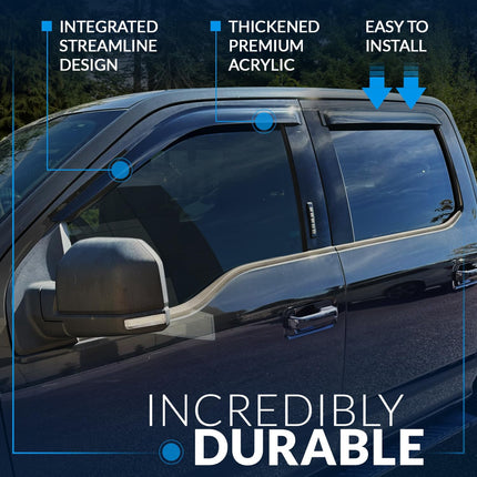 TuningPros Outside Mount Window Vent Visors Rain Guards Compatible with Honda Pilot 2009-2015 | Side Window Wind Deflectors Rain Shields | Black Tinted, 4 Pcs Set, BGWV-242