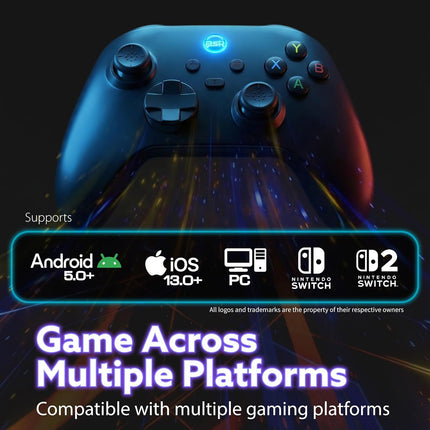Fosmon 2.4G Wireless PC Controller with Hall Effect Triggers, 2 Programmable Buttons For Switch 2/1/Lite/OLED/Windows PC/Steam Deck/Android/iOS, Bluetooth Gaming Pro Controller, Black