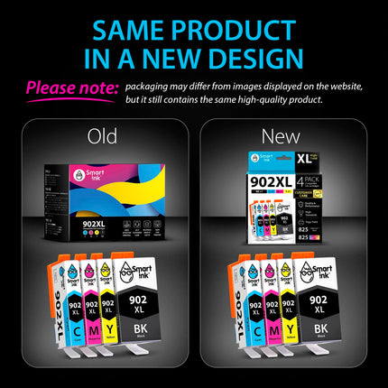 Compatible Ink Cartridge Replacement for HP 902 XL 902XL (4 Combo Pack) to use with Officejet Pro 6978 6968 6974 6975 6960 Officejet 6951 6954 6956 6958 Printers