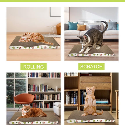 Cat Scratching Board, Corrugate Cat Scratcher with Catnip, 2 Pack