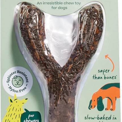 WOOF HonestChew Meaty Dog Toy Y-Gnawt - Durable Dog Chews - Made with Real Beef and Natural, Plant-Based Ingredients - Splinter-Resistant - Safer Than Dog Bones - Medium