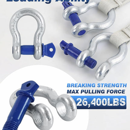 4 Pack 1/2" D Ring Shackle with 9/16" Screw Pin, 26,400 lbs Break Strength Heavy Duty Tow Recovery for Winch Off-Road Jeep Truck ATV UTV