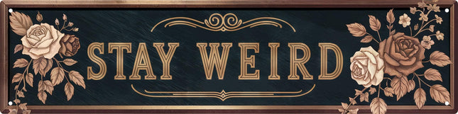 Vintage Metal Sign Stay Weird Wall Hanging Decorative Plaque 4x16 in for Home Farmhouse Bedroom Porch Vintage-Inspired