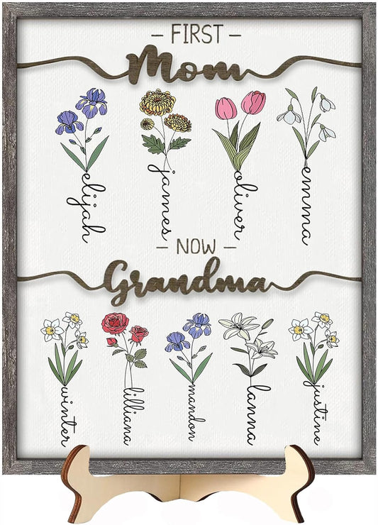 Personalized Birth Month Flower Wood Plaque Wall Art