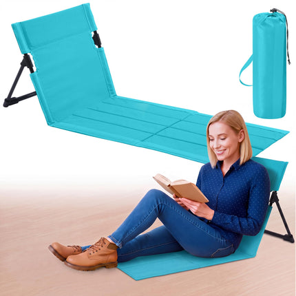 Foldable Floor Chair Lounge Mat with Backrest, Rose Pink, Regular, Solid