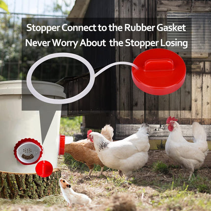 Chicken Feeder & Waterer Combo Kit – 8 Pack Total (4 Automatic Feeder Cups + 4 Waterer Dishes) for Buckets & Bins, No Waste Rainproof DIY System for Hens, Ducks & Other Poultry