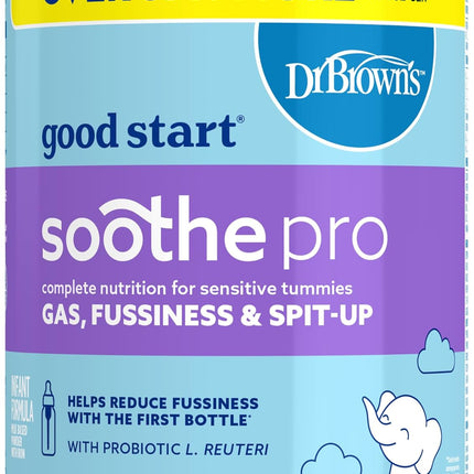 Good Start | Dr. Brown's Soothe Pro, Baby Formula Powder, for Sensitive Tummies, Gas, Fussiness and Spit-Up, Infant Formula with Probiotics, DHA, Non-GMO, 30.6 Ounce