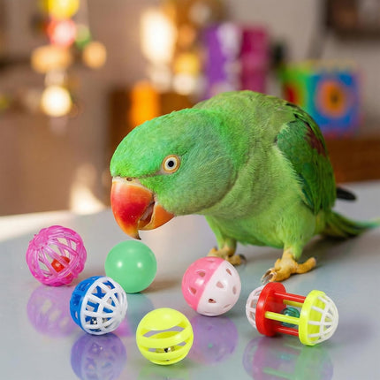 6pcs Foraging Ball Bird Toys, Feeder Toys Foot Talon Toy Chewing Training Rattle Bell Balls Parrot Cage Toys for Parakeets, Cockatiels, Conures, Love Birds and Other Small to Medium Birds