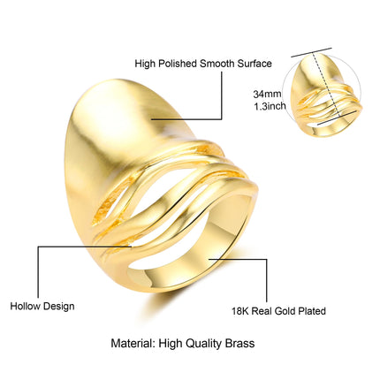 Chunky Rings for Women Gold and Silver Statement Rings Mask Dome Gold Plated Fashion Band Ring Cocktail Costume Jewelry Gift