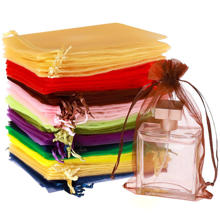 100PCS Sheer Organza Bags, White Wedding Favor Bags with Drawstring, 4x4.72 Jewelry Gift Bags for Party, Jewelry, Christmas, Mother's Day, Festival, Bathroom Soaps, Makeup Organza Favor Bags