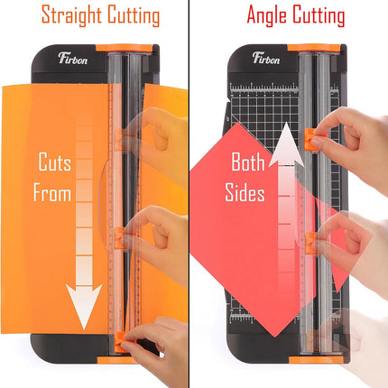 Firbon A4 Paper Cutter 12 Inch Titanium Paper Trimmer Scrapbooking Tool with Automatic Security Safeguard and Side Ruler for Craft Paper, Coupon, Label and Cardstock (Black)
