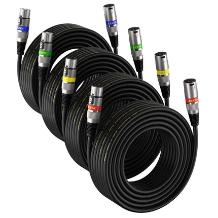 XLR Cable 20ft 4 Pack - Mic Cables Balanced DMX Cable Male to Female