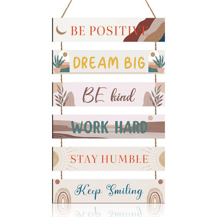 6 Pcs Positive Quotes Wall Hanging Plaque Sign, Retro Style