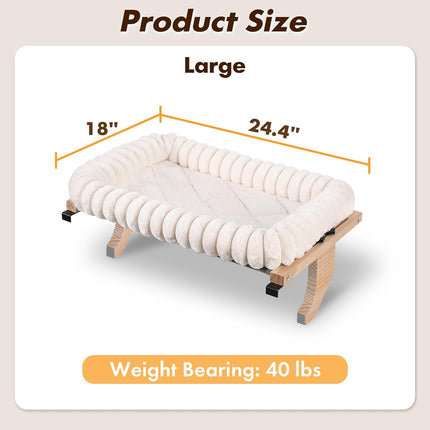 Zoratoo Cloud-Cuddle Cat Perch for Window Sill with Bolster, Natural Wood & Metal Frame Cat Window Seat for Large Cats, Easy to Adjust Zipper Cushion Pet Bed for Windowsill (Large)