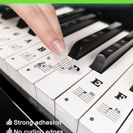 Piano Note Stickers for 37-49-54-61-76-88 Keys, Piano Keyboard Stickers for Learning, Removable Waterproof for Black & White Keys – No Fading, Strong Adhesive, Leaves No Residue(Staff Paper)